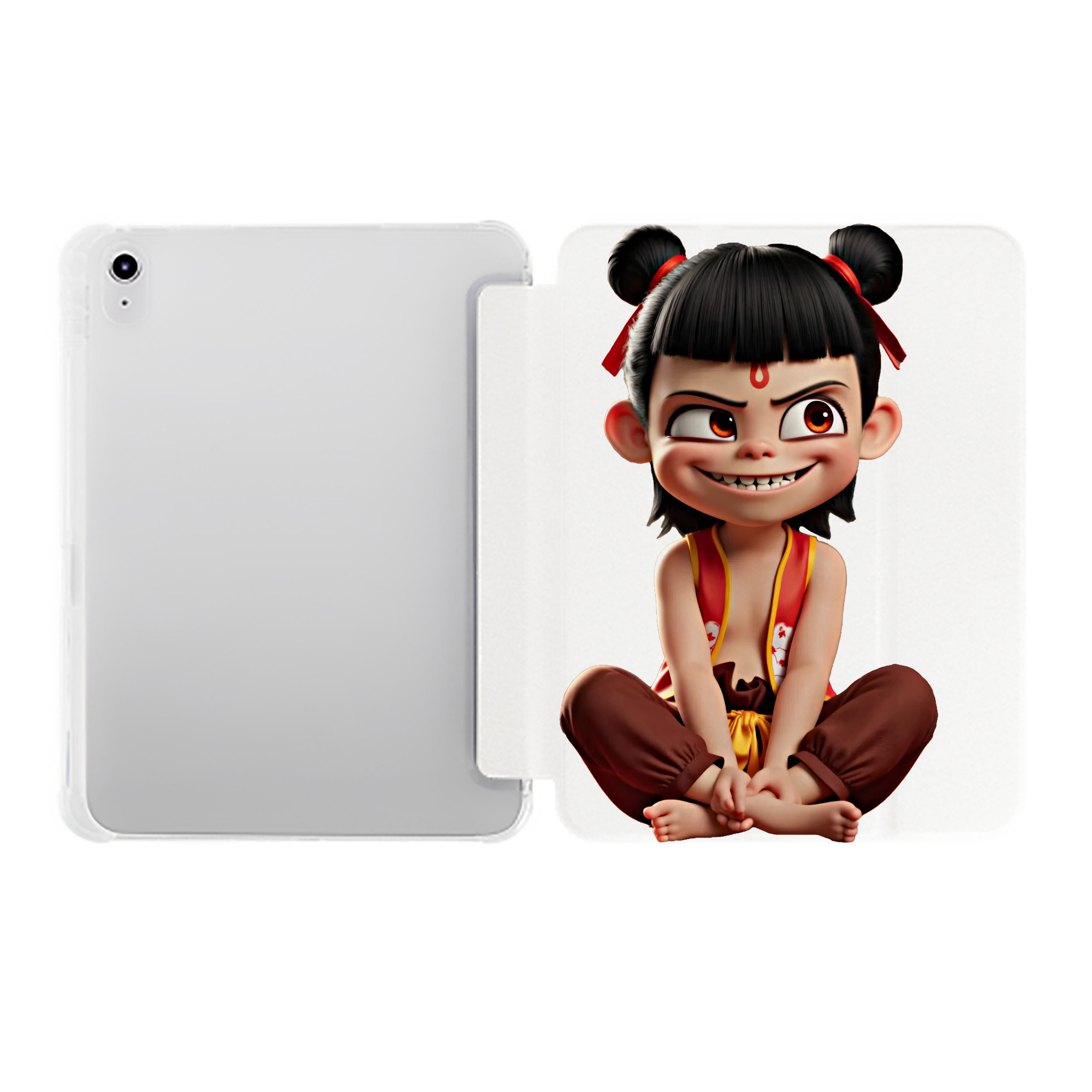（画像用） Ne Zha 2 ナタ 魔童の大暴れ IPad ケース ペン収納付き 三つ折りスタンド PUレザー×シリコン 対応機種9.5/10.5/10.9インチ
